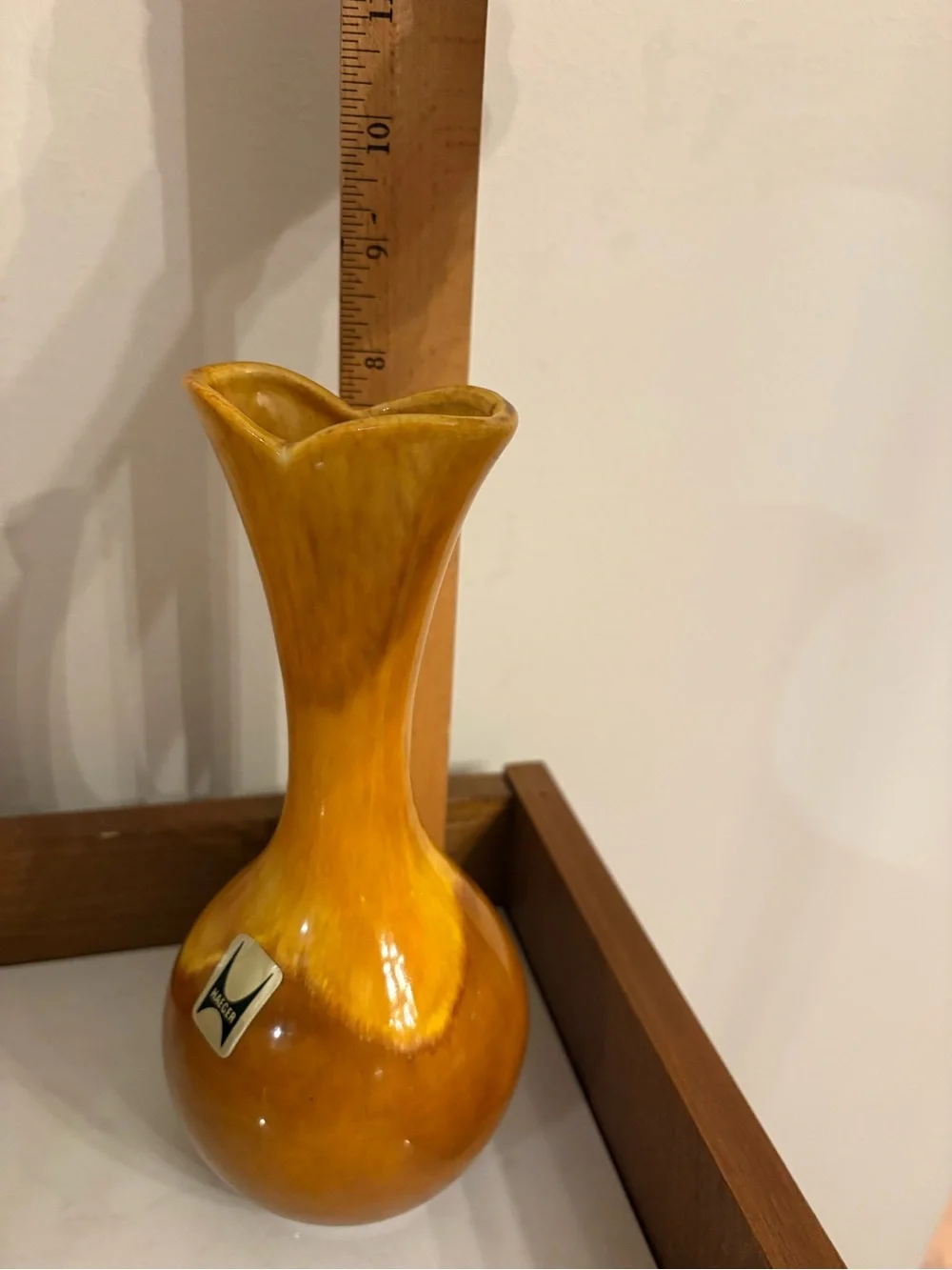 Vintage Haeger 4001 USA Amber /Gold Ceramic Bud Vase from 1960’s.